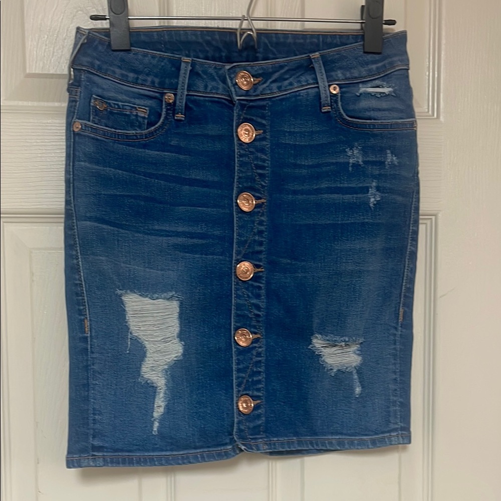 True Religion Blue Jean Pencil Skirt